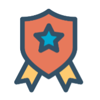 A a reb ribbon award with a star