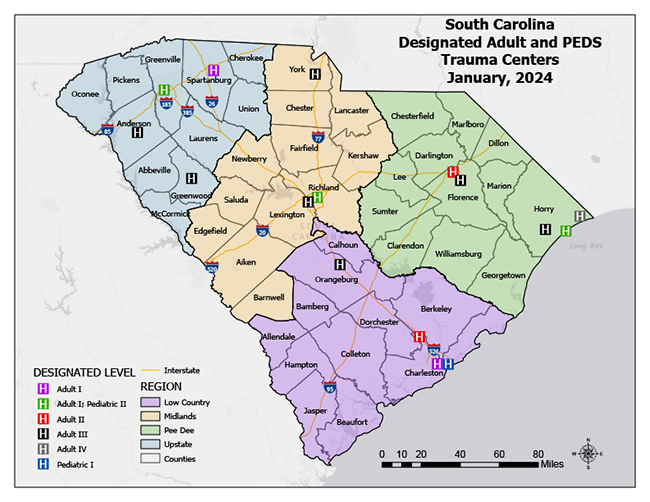  SC Adult and PEDS Trauma Centers - Jan. 2024